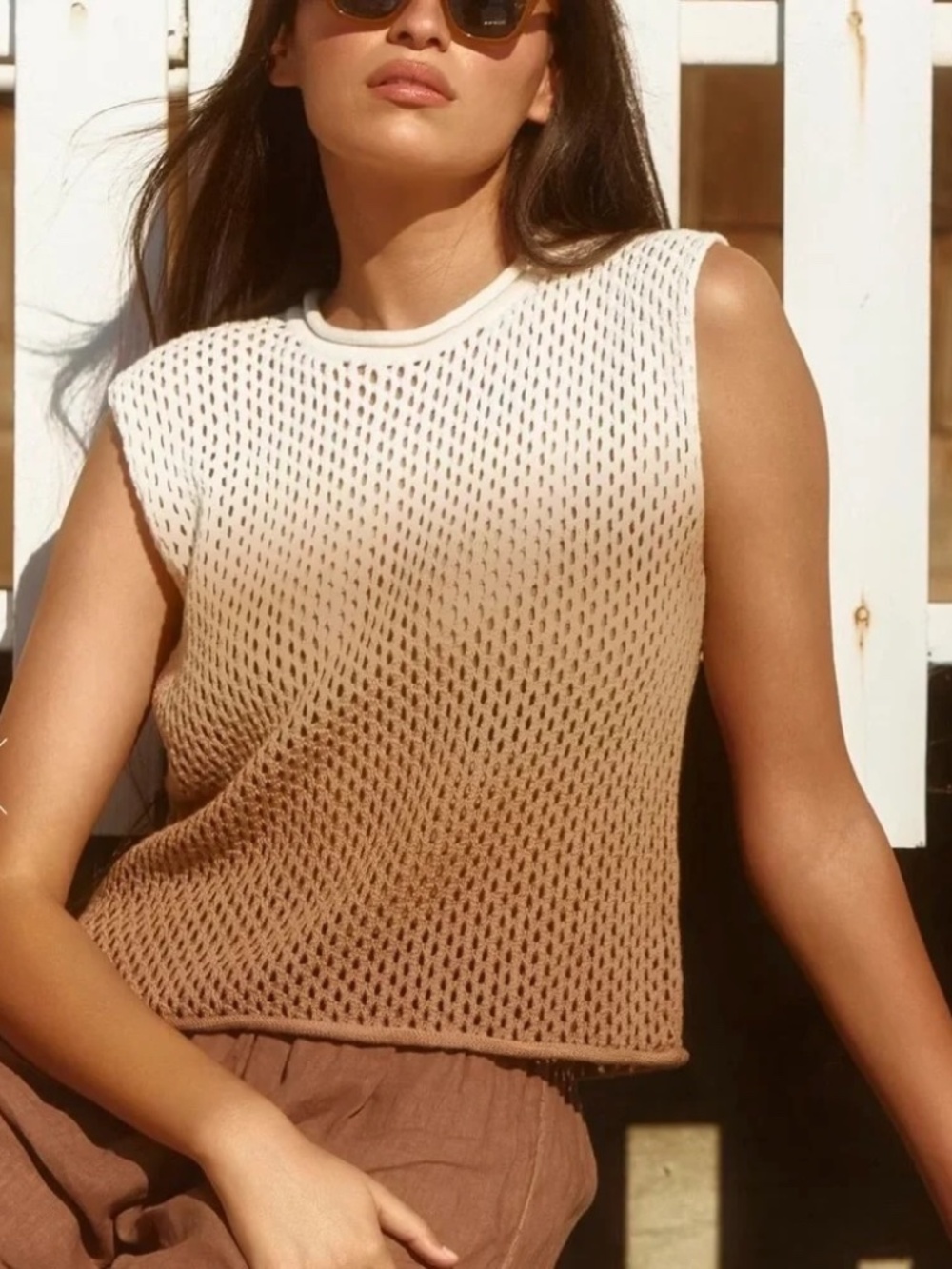 NWT Velvet by Graham & Spencer Nina Mesh Sweater in Stonewall